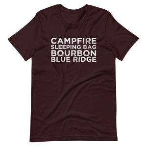 "Campfire, Sleeping Bag, Bourbon" BRO Tee
